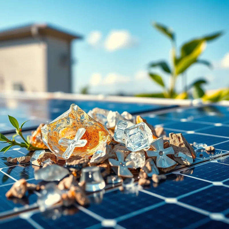 Matériaux recyclés des panneaux solaires : silicium, aluminium et verre.