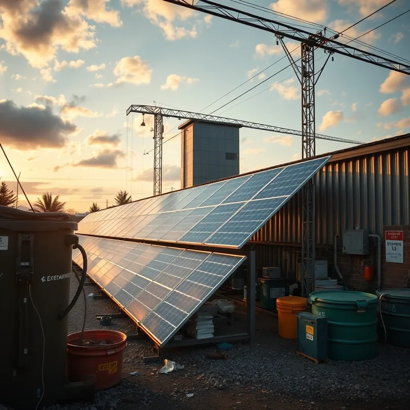 Installation de recyclage de panneaux solaires avec technologie innovante.