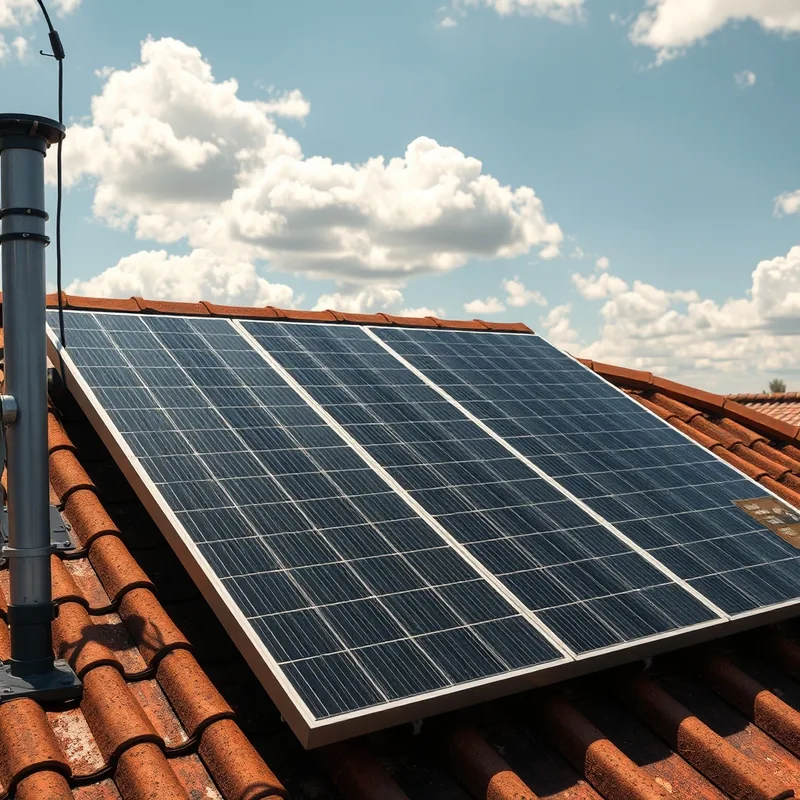 Installation de panneaux solaires sur un toit ensoleillé, bien orientés.