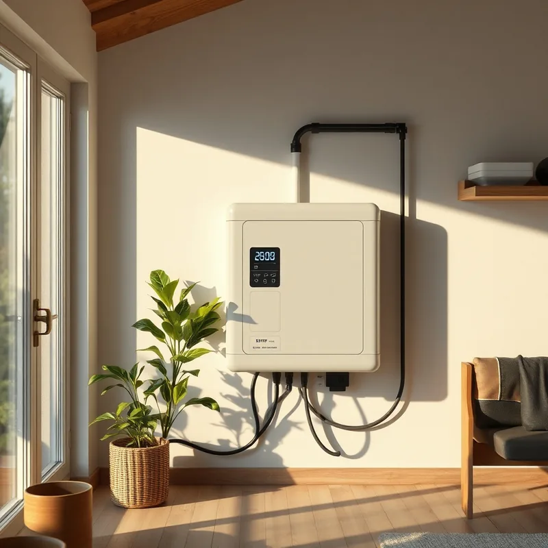 Batterie solaire plug and play dans une maison moderne, symbole d'énergie propre.