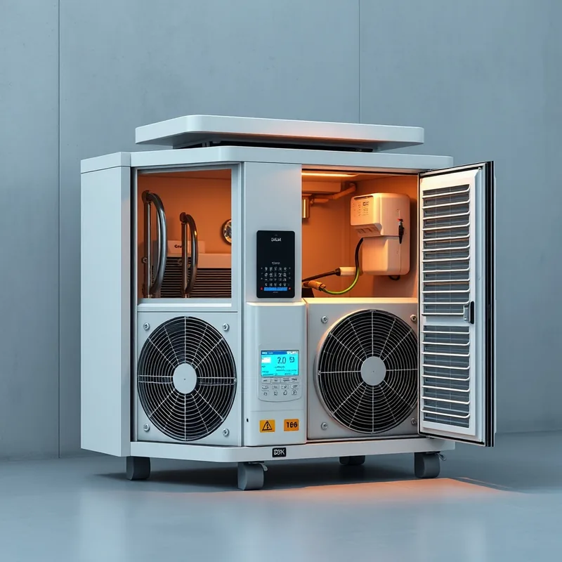 Coffret AC solaire moderne avec technologies de surveillance et sécurité.