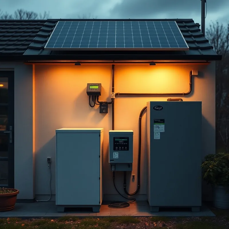 Système de batteries solaires installé dans une maison moderne.