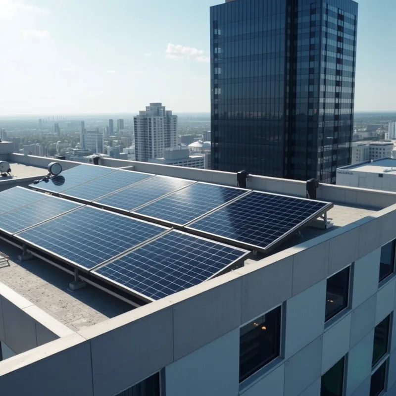 Installation de panneaux solaires sur un toit, montrant différentes orientations.